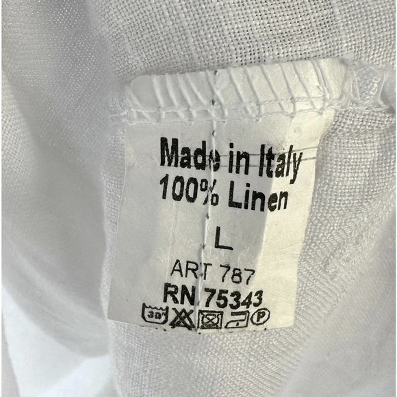 Terzo Millennio L 100% Linen with embroidered white flowers tunic. Boho sheer. - Picture 5 of 7